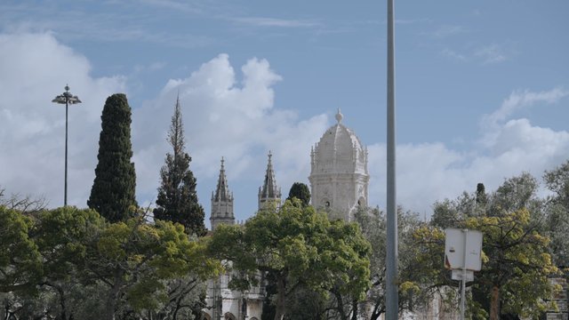 A view of the domes of the Jeronimos Monastery