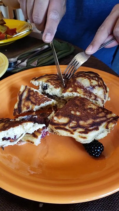 Acacia House - Pancake breakfast special of the morning-- BlackBerry brie pancakes! - Hotels Near Me - Bar Harbor, Maine