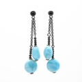 Black Spinel Earrings in sterling silver and larimar by marahlago