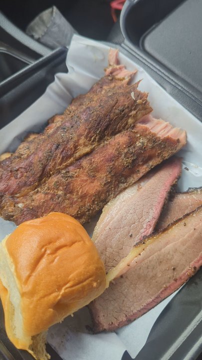 The Rib Shack - Two meat plate with ribs and brisket. Smoked very well. Does require salt. Sauce is provided on the side. - Barbeque Near Me - Fallbrook, California