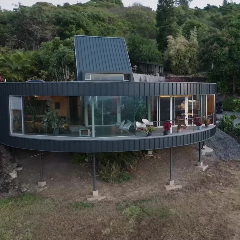Modern home in Hawaiian landscape