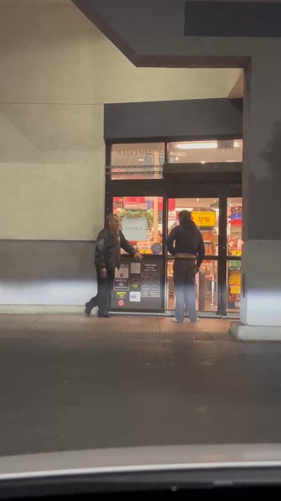 Ralphs - Security on the clock telling someone else they can't go in, but having a smoke break too. - Grocery Near Me - North Hollywood, California