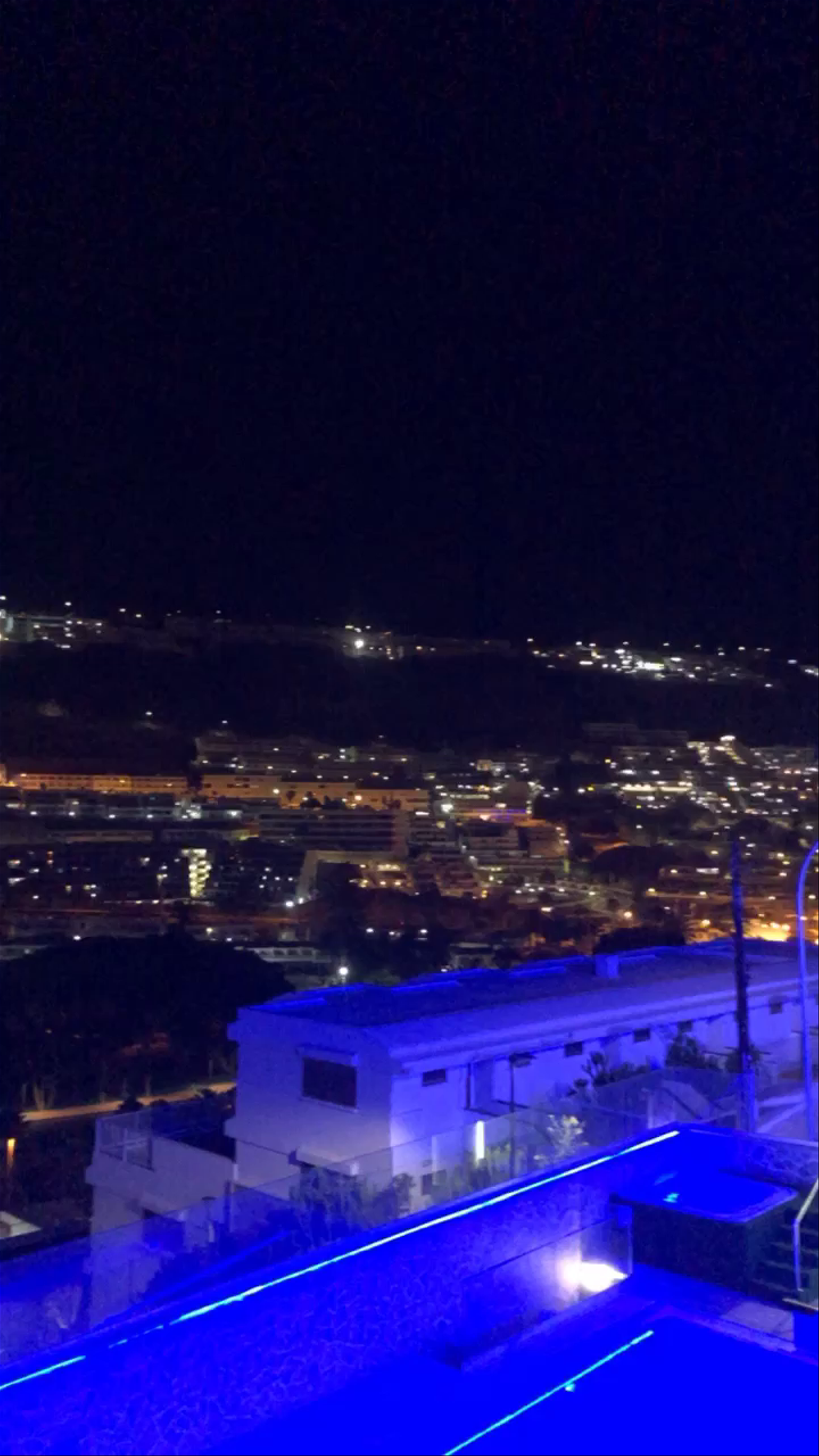 Night Views Over Puerto Rico, Gran Canaria - Illuminated Pool & City Lights