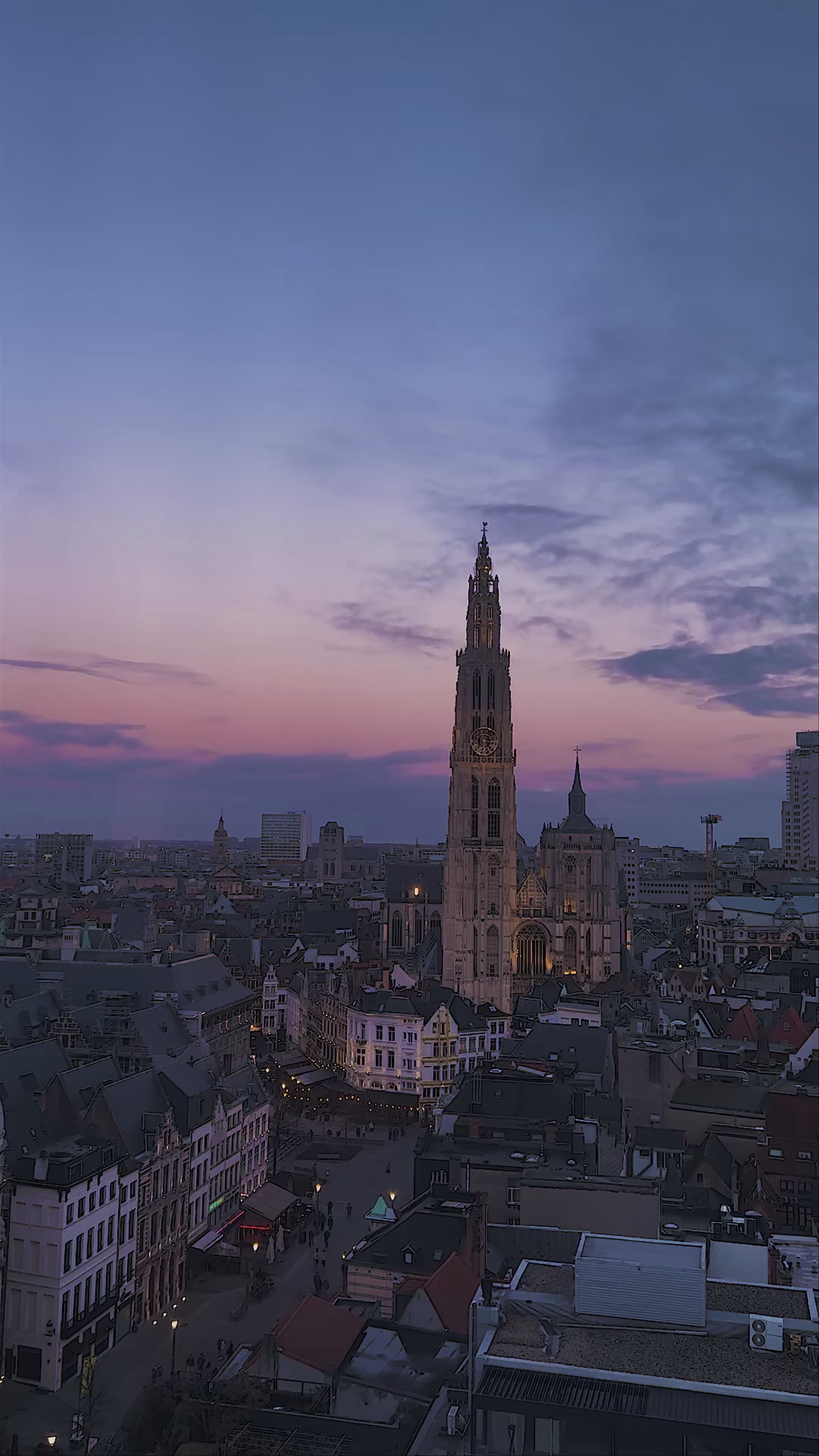 Cathedral of Our Lady, Groenplaats: Twilight at Antwerp's Iconic Landmark