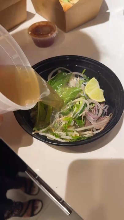 New York Pho House - I did delivery so this was me pouring the broth and assembling my pho - Halal Near Me - Flushing, New York