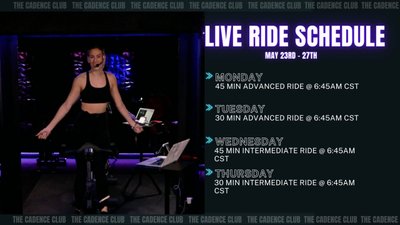 W1/D1 Live Ride Schedule  May 23rd - 27th