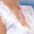 Turtle Pendant sterling silver Marahlago Larimar Jewelry | Honu 