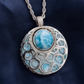 Larimar Medallion Necklace in sterling silver 