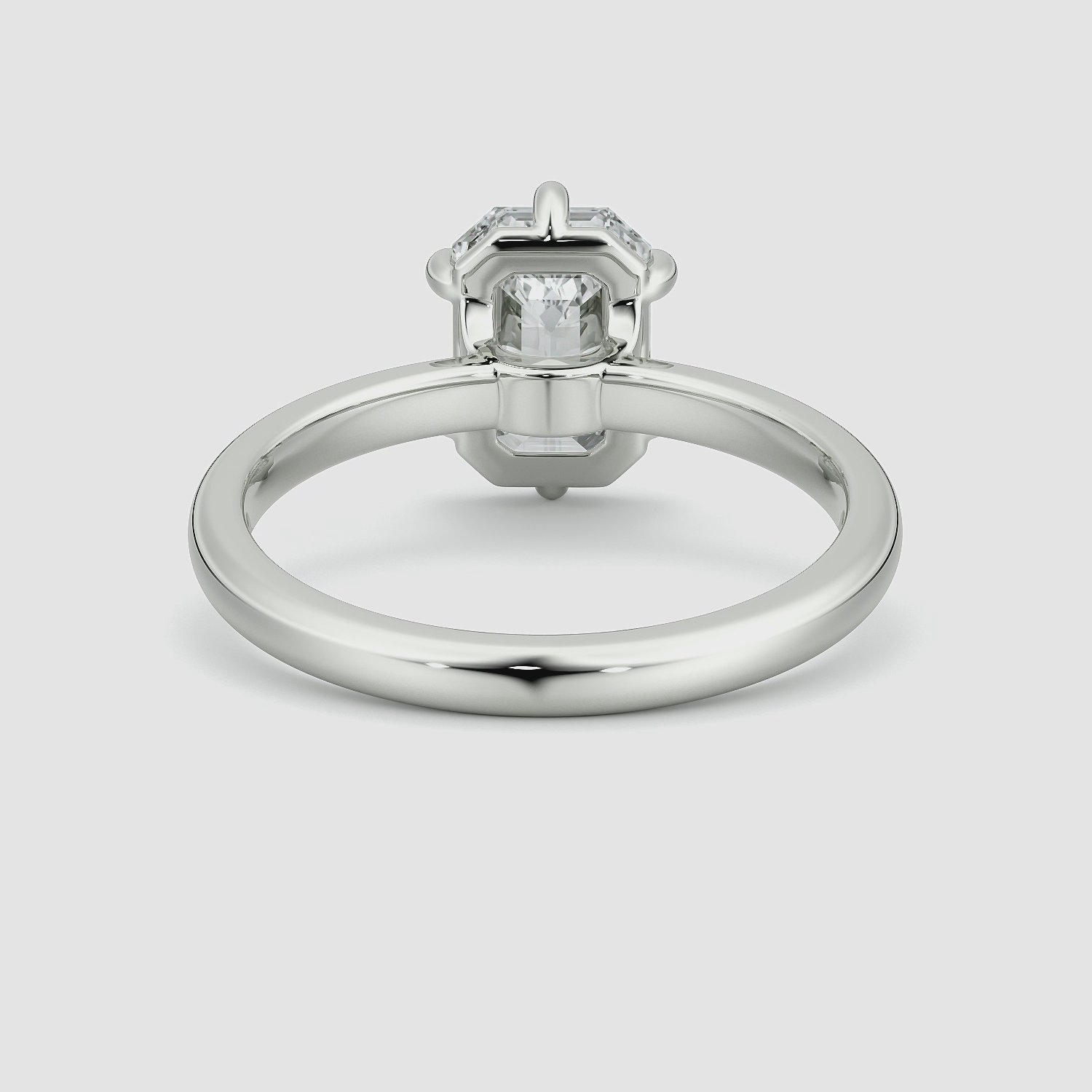 The Signature 6 Prong | Emerald | 18k | White Gold | bandAccent: Plain | bandWidth: large | hiddenHalo: no | diamondOrientation: vertical | caratWeight: other