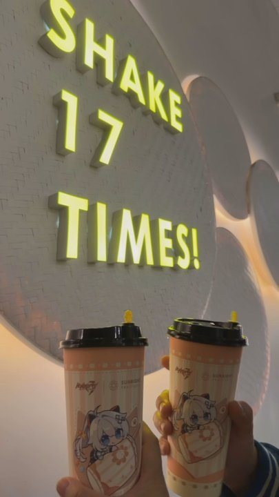 Sunright Tea Studio - We did what the wall suggested--"shake 17 times!"  @ojbaylen - Bubble Tea Near Me - Gardena, California