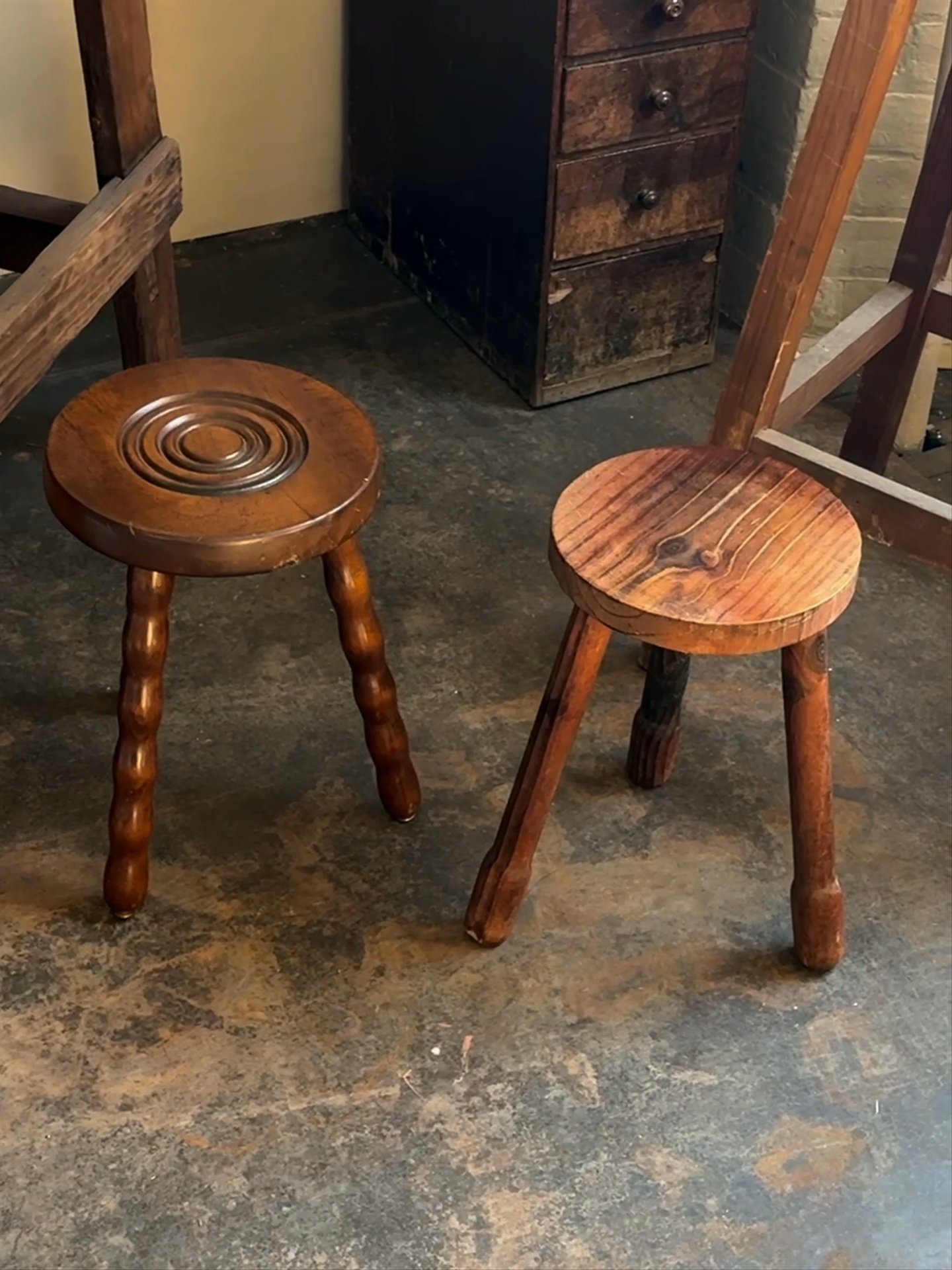 Round French Tripod Stool