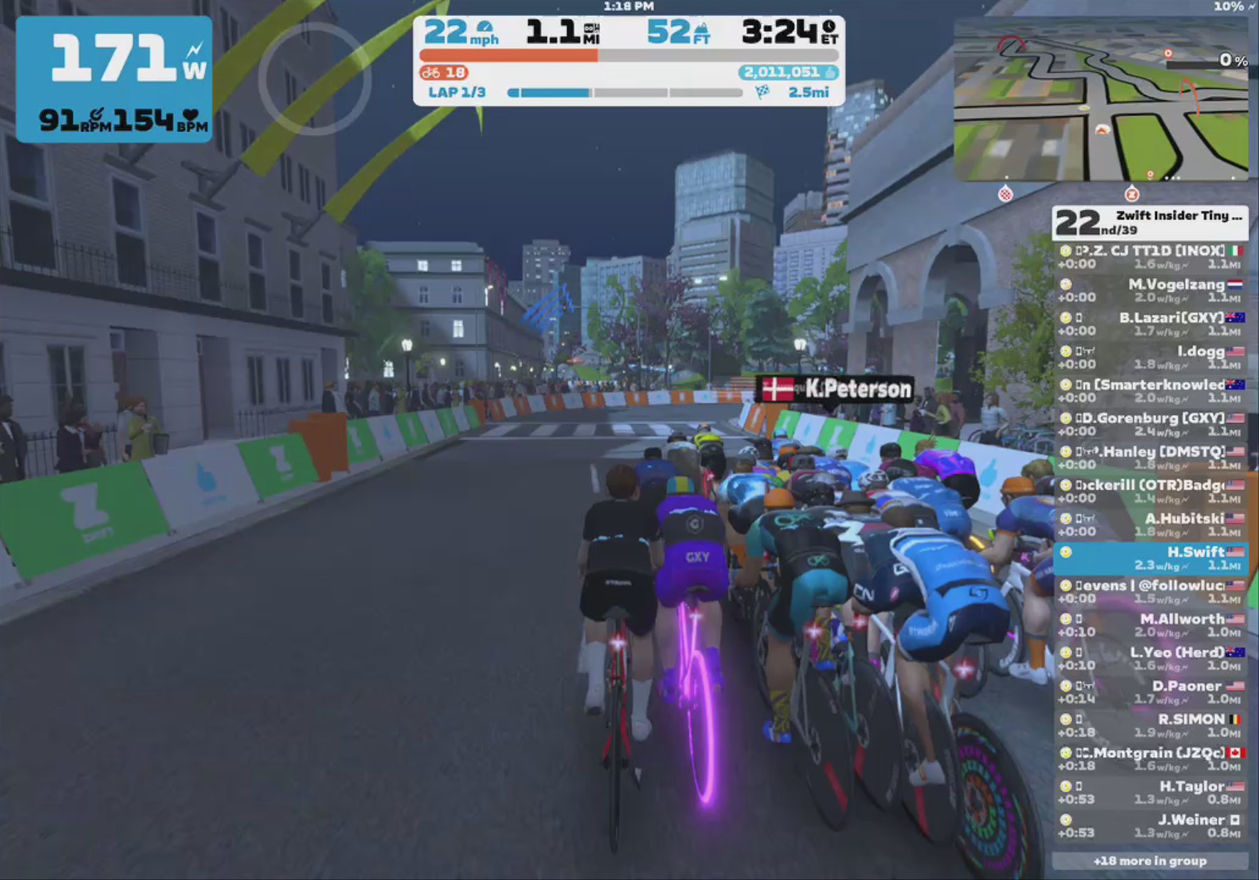 Zwift - Race: Zwift Insider Tiny Race (2 of 4) (D) on The Bell Lap in Crit City