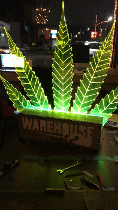 Bellingham MakerSpace - Edge lit acrylic for Warehouse 420 event - 3D Printing Near Me - Bellingham, Washington