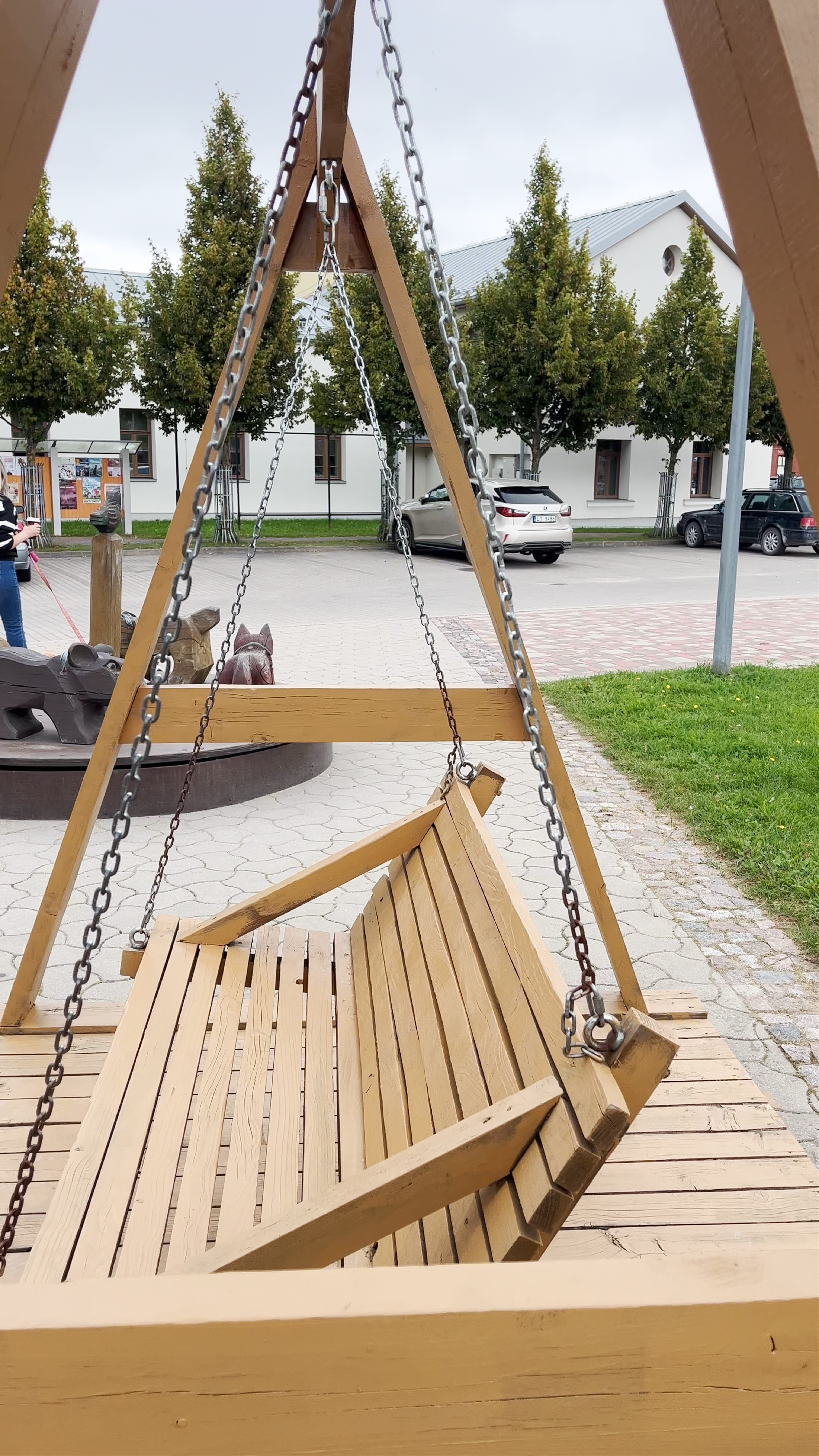 Peaceful Swing at Vecpilsētas laukums in Jekabpils, Latvia