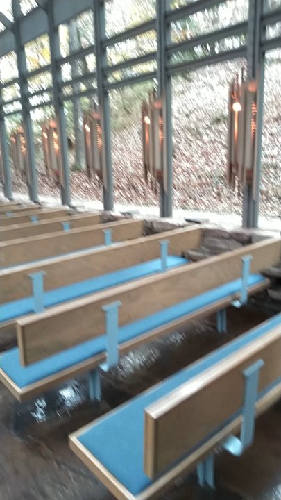 Thorncrown Chapel - This should provide an overall and detailed look at Thorncrown Chapel's sides, ceiling, seating, altar, and finishes - Landmarks & Historical Buildings Near Me - Eureka Springs, Arkansas