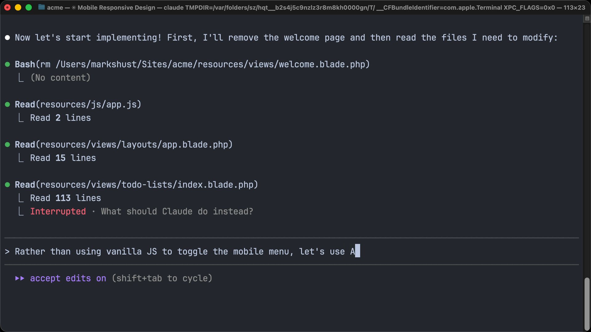 Interrupt the agentic code-writing process in Claude Code