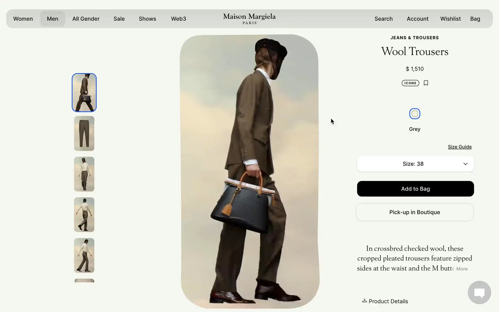 Screen recording of Maison Margiela — Product Detail Page