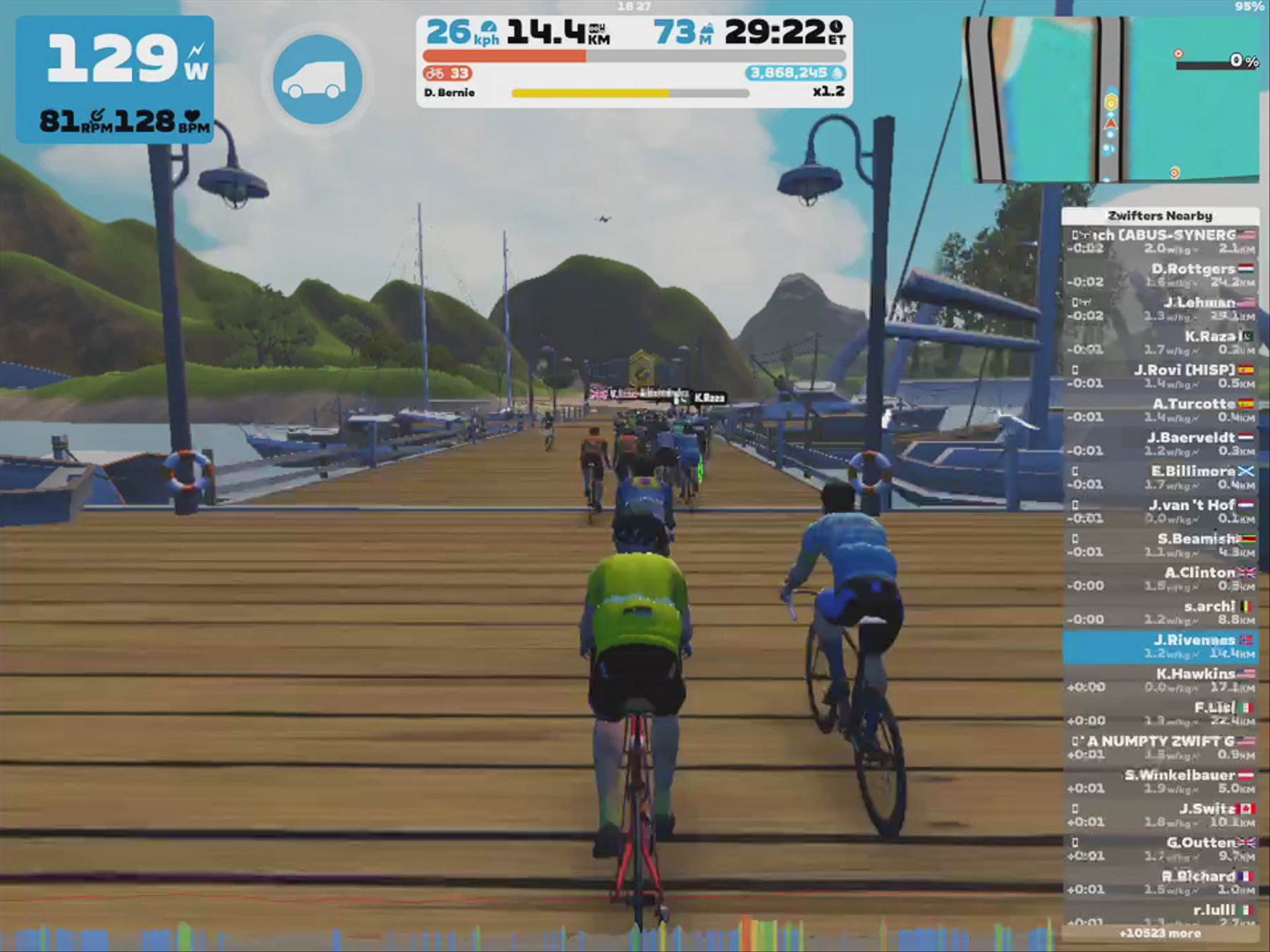 Zwift - Pacer Group Ride: Flat Route in Watopia with Bernie