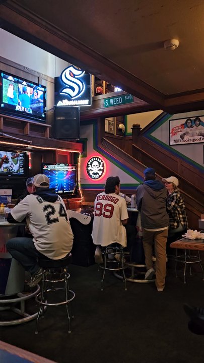 Sluggers Seattle - Downstairs bar area on a playoff Sunday - Sports Bars Near Me - Seattle, Washington