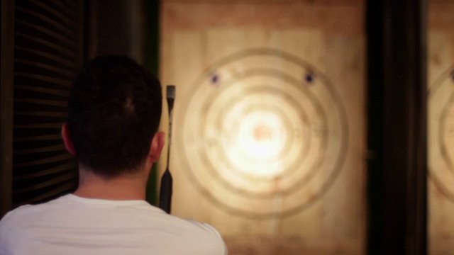 Man throwing an axe