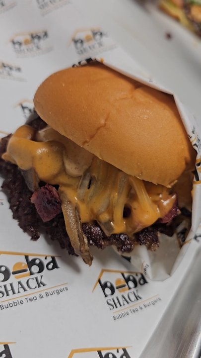 Boba Shack - Mushroom melt smash burger - Bubble Tea Near Me - Mississauga, Ontario