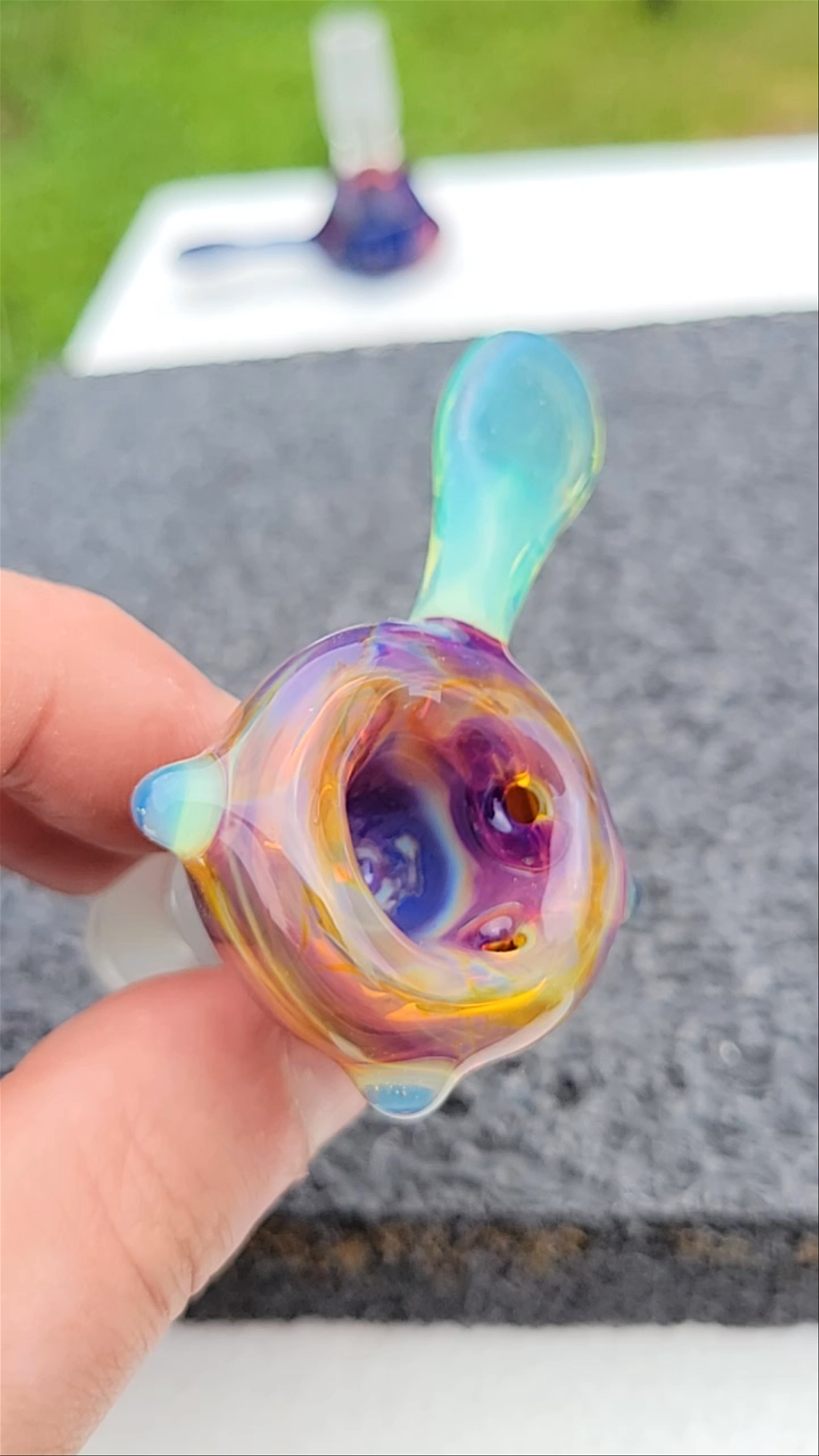 Preview pic of Hash slide #9 3 hole Amber purplicious and titan