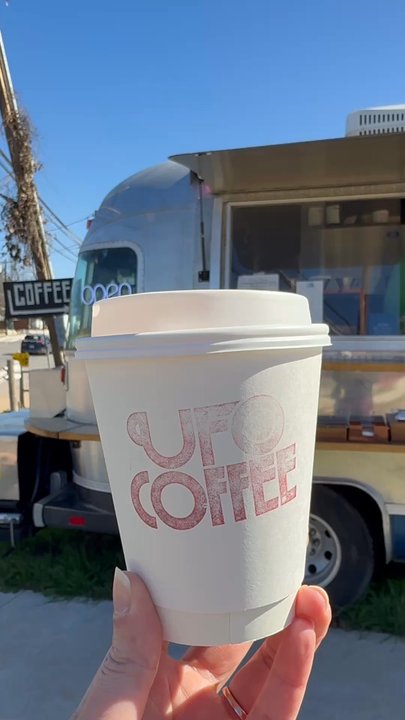 Ufo Coffee - Cardamom mocha in front of the truck - Coffee & Tea Near Me - Austin, Texas
