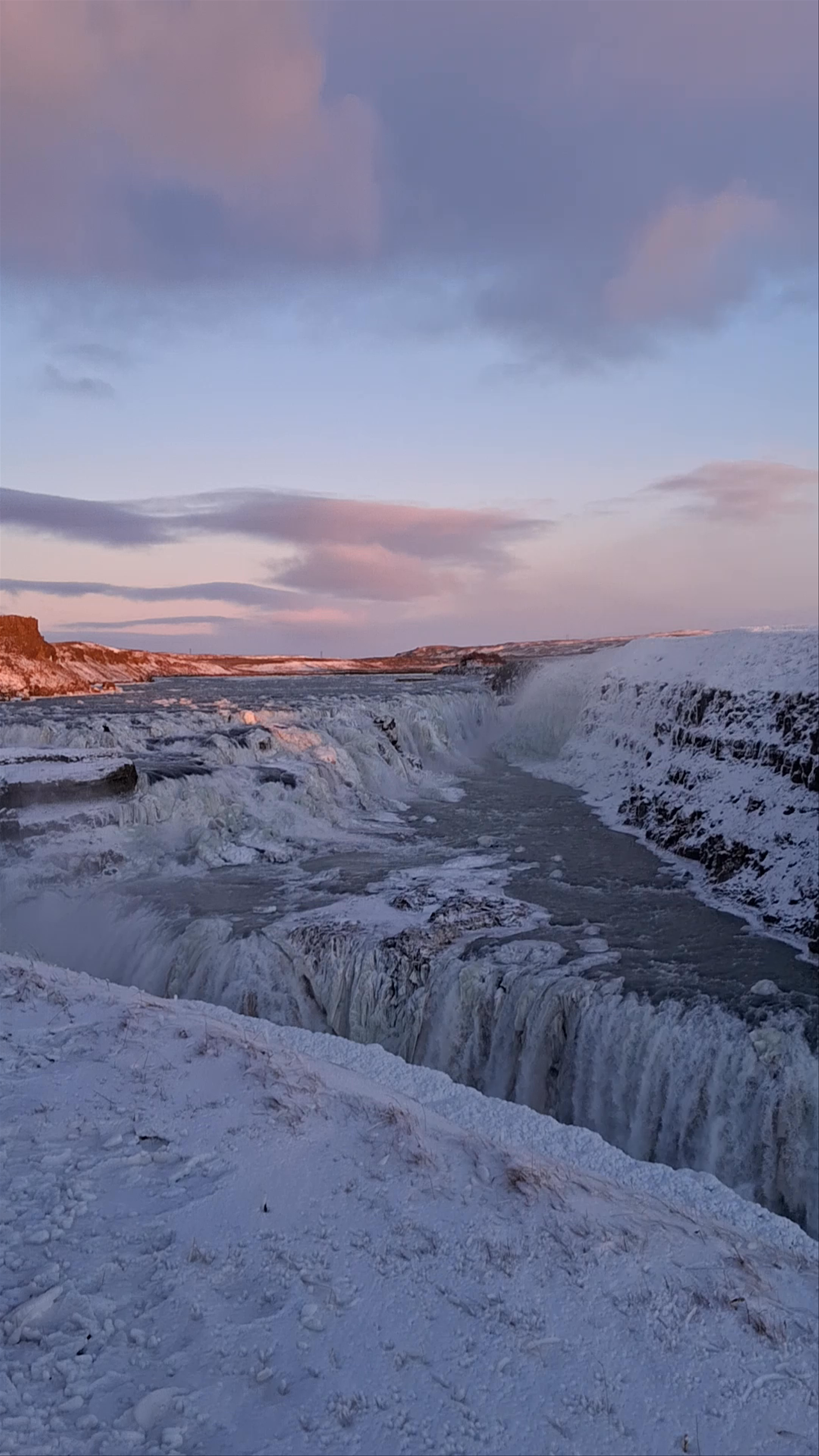 Gullfoss Falls in Winter: Majestic Frozen Waterfall Adventure in Iceland