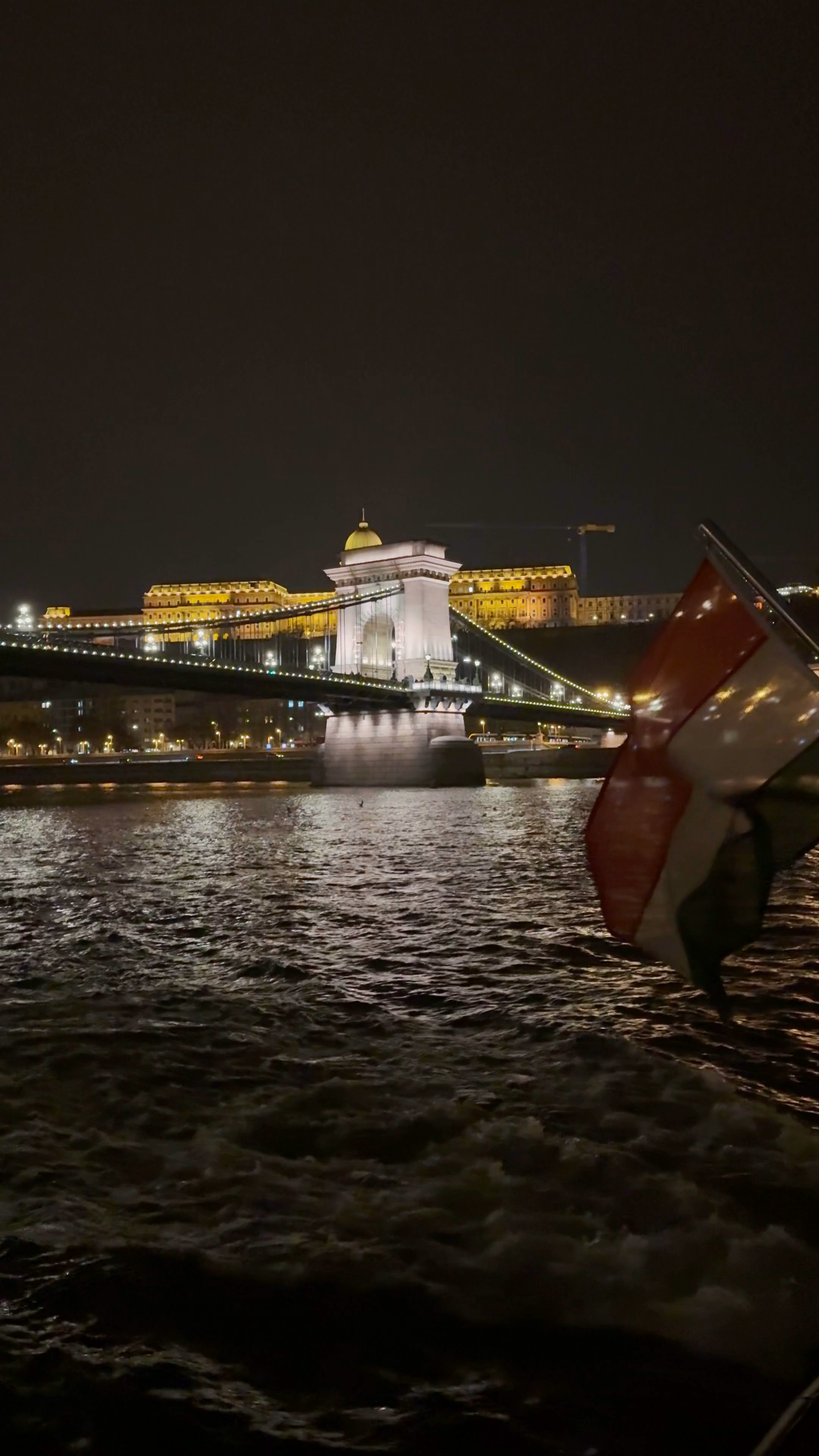 Budapest Chain Bridge Illuminated at Night - A Magical Danube River Cruise