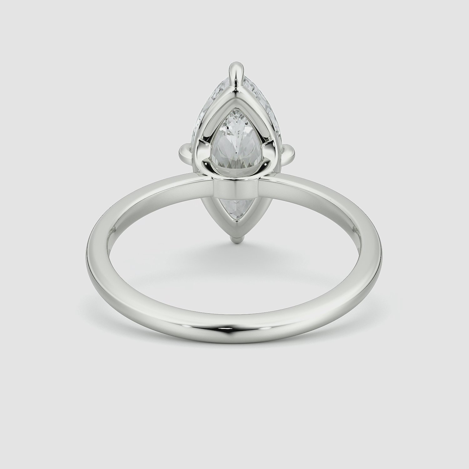 Anillo de compromiso Compass | Marquise | 18k | Oro blanco | bandAccent: Simple | diamondOrientation: vertical | caratWeight: other