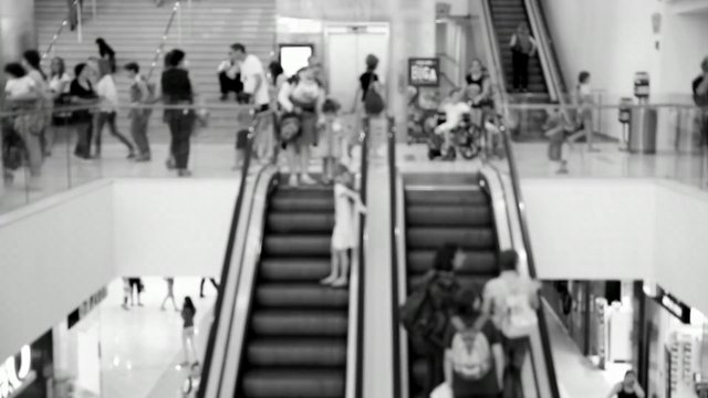 Black and white escalator stairs