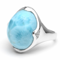 Larimar Cocktail Sterling Silver Ring Genuine Marahlago