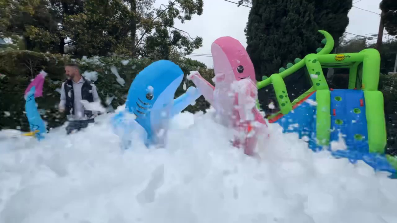 Roaring Foam - Video footage of sharks in foam - Party Equipment Rentals Near Me - Los Angeles, California