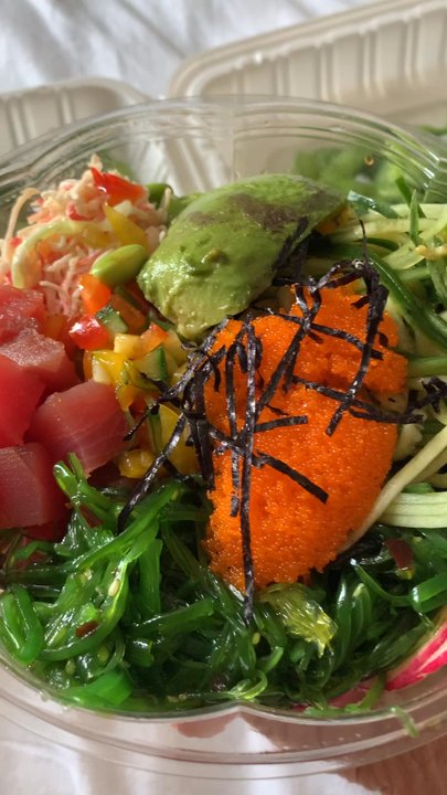 Menya Noodle Bar - Tuna poke bowl and edamame happy hour special (I got it for lunch) - Ramen Near Me - Denver, Colorado