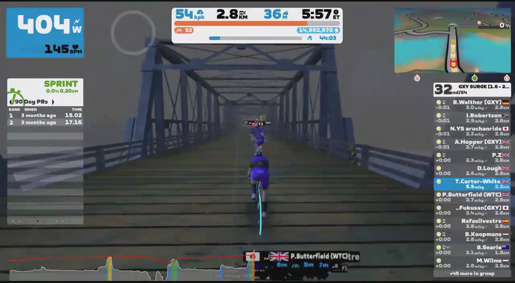 Zwift - Group Ride: GXY SURGE [1.6 - 2.5wkg] (D) on Seaside Sprint in Watopia