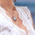 Larimar Snowflake Necklace Pendant in Sterling Silver - Elsa by Marahlago