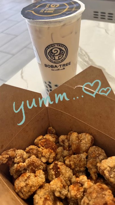 Boba Tree - 1. Popcorn Chicken with Golden Oolong Milk Tea with boba - Coffee & Tea Near Me - Mesa, Arizona