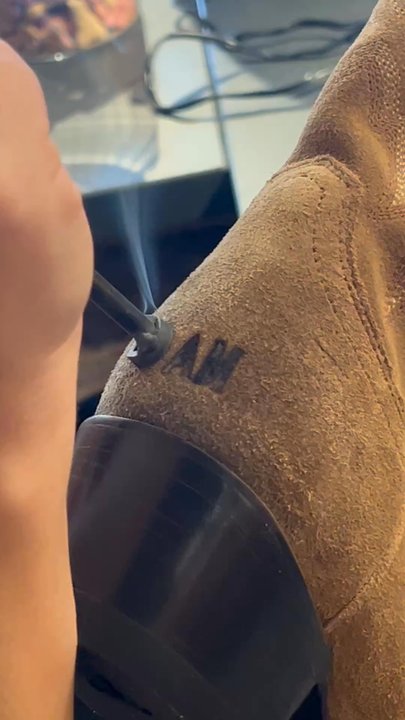 Tecovas - Nicole tattooing my boots - Shoe Stores Near Me - San Juan Capistrano, California
