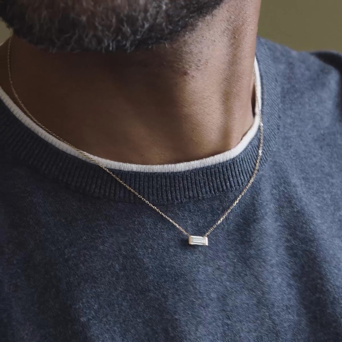 Knife-Edge Baguette Semi-Bezel Necklace | Baguette | 14k | Yellow Gold | caratWeight: 0.25ct