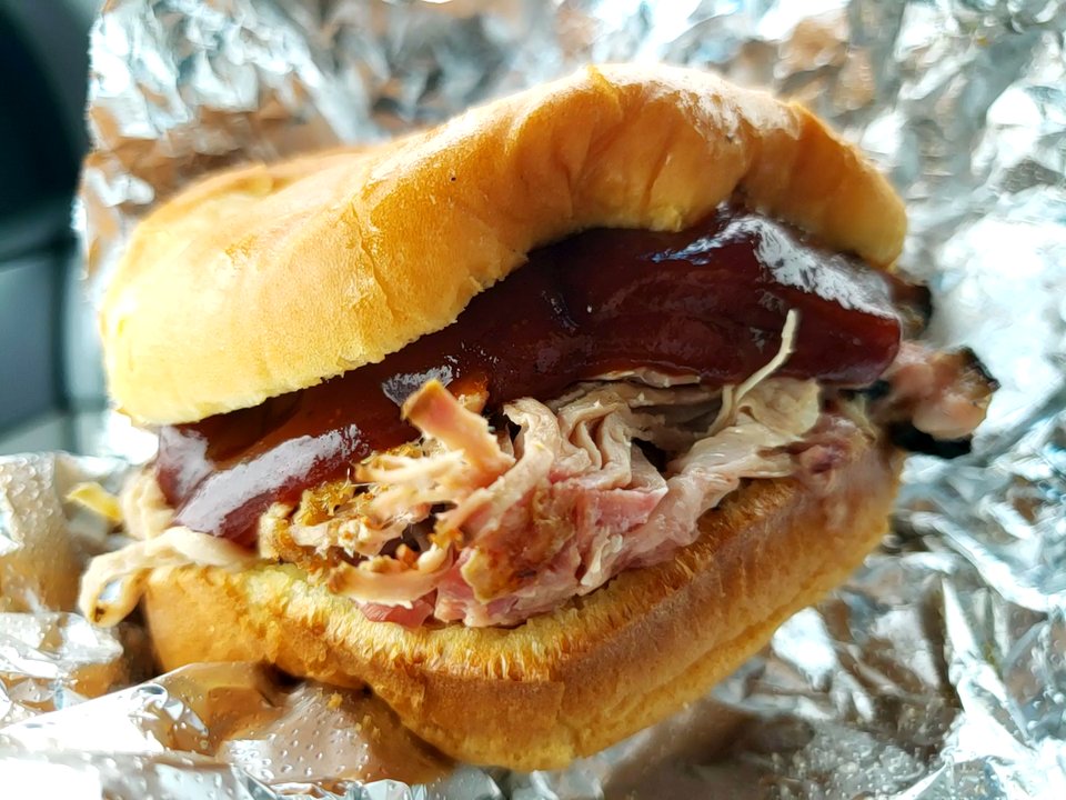 J & L BBQ - Pulled pork sammy to go. - Barbeque Near Me - Snohomish, Washington