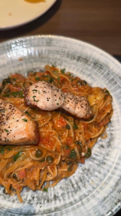 Granger's - Creamy Spinach Artichoke Salmon Pasta - Seafood Near Me - Houston, Texas