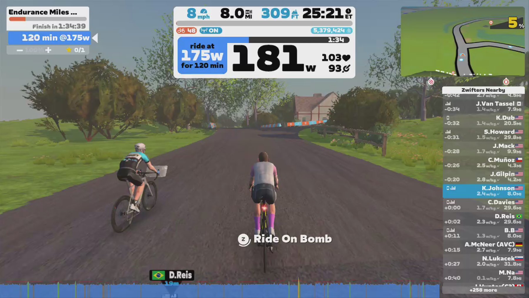 Zwift - Endurance Miles 1.00hrs in London