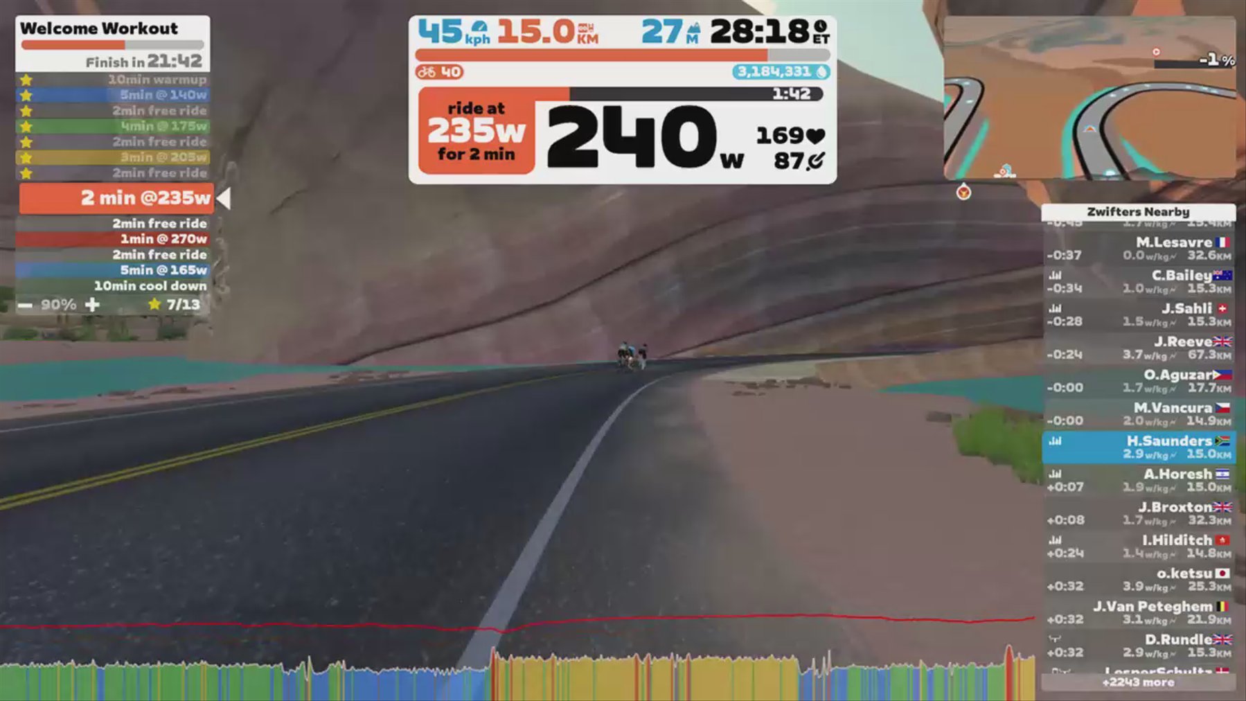 Zwift - Welcome Workout on Big Flat 8 in Watopia