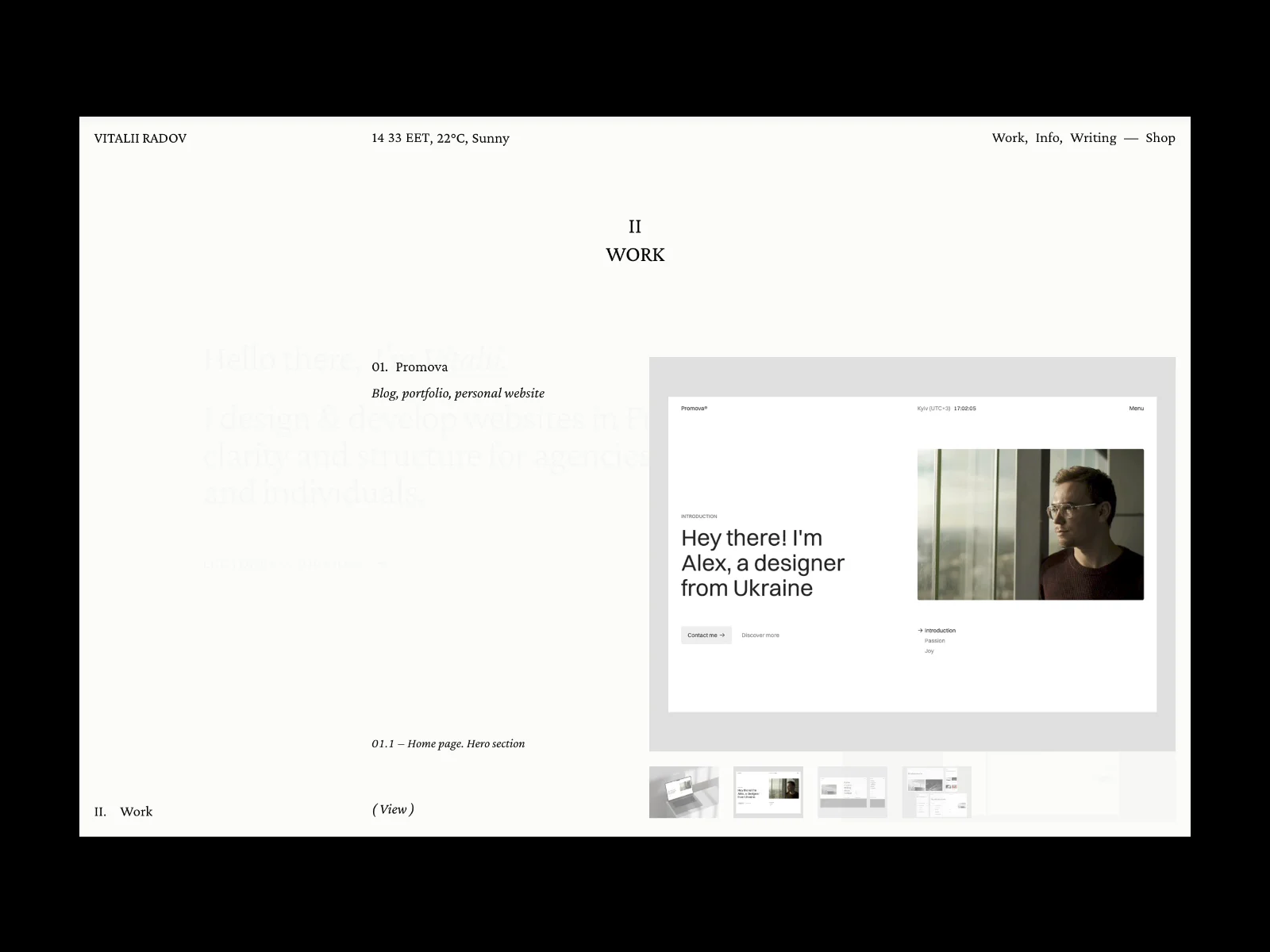 Work section on Home page. Desktophttps://www.vitaliiradov.com/#work