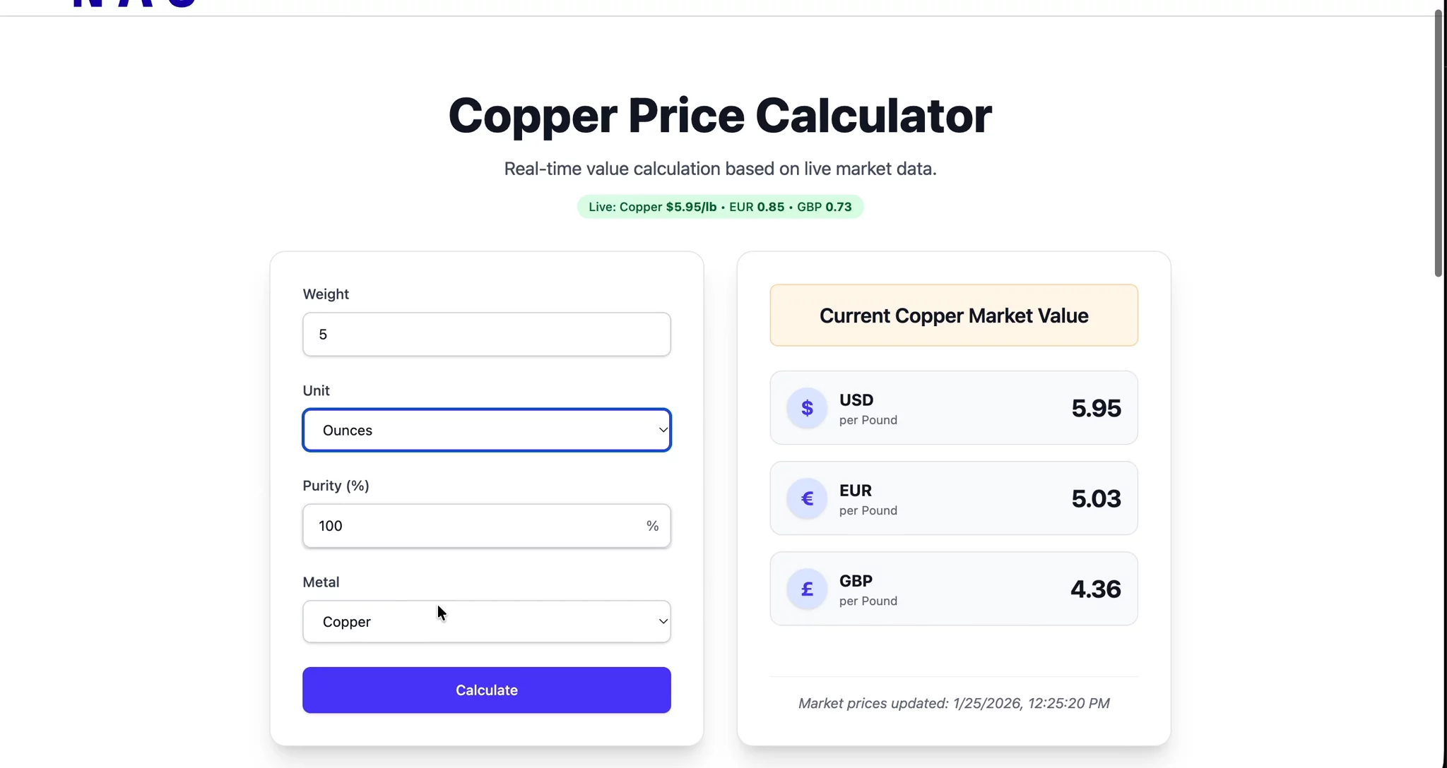 Copper Price Calculator image 1