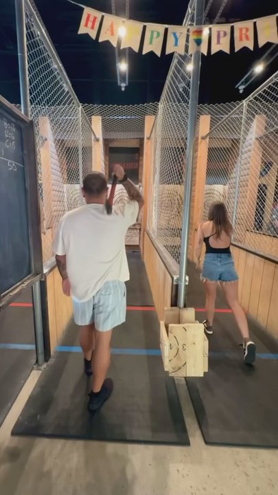 Social Axe Throwing - Me throwing an axe down our lane - Axe Throwing Near Me - Gilbert, Arizona
