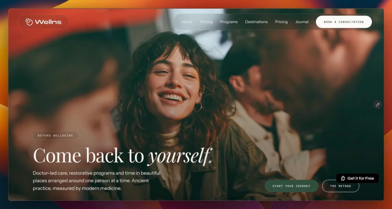 Wellns - Wellness clinics and retreats Template Wellns is an editorial-style Framer template for modern healthcare and wellbeing brands: longevity clinics, wellness retreats, medical spas, functional medicine practices and health coaches. Deep greens, refined serif headlines and generous whitespace give it a calm, trustworthy look.Features12 pages, including CMS detail pagesCMS for Programs and JournalFeatured article on the Journal pageResponsive design for desktop, tablet and phoneFloating header with mobile menuBooking page and newsletter formReusable components, color styles and text stylesSmooth scrolling and subtle animationsSEO-ready page structureLive Link: https://wellns.framer.website/