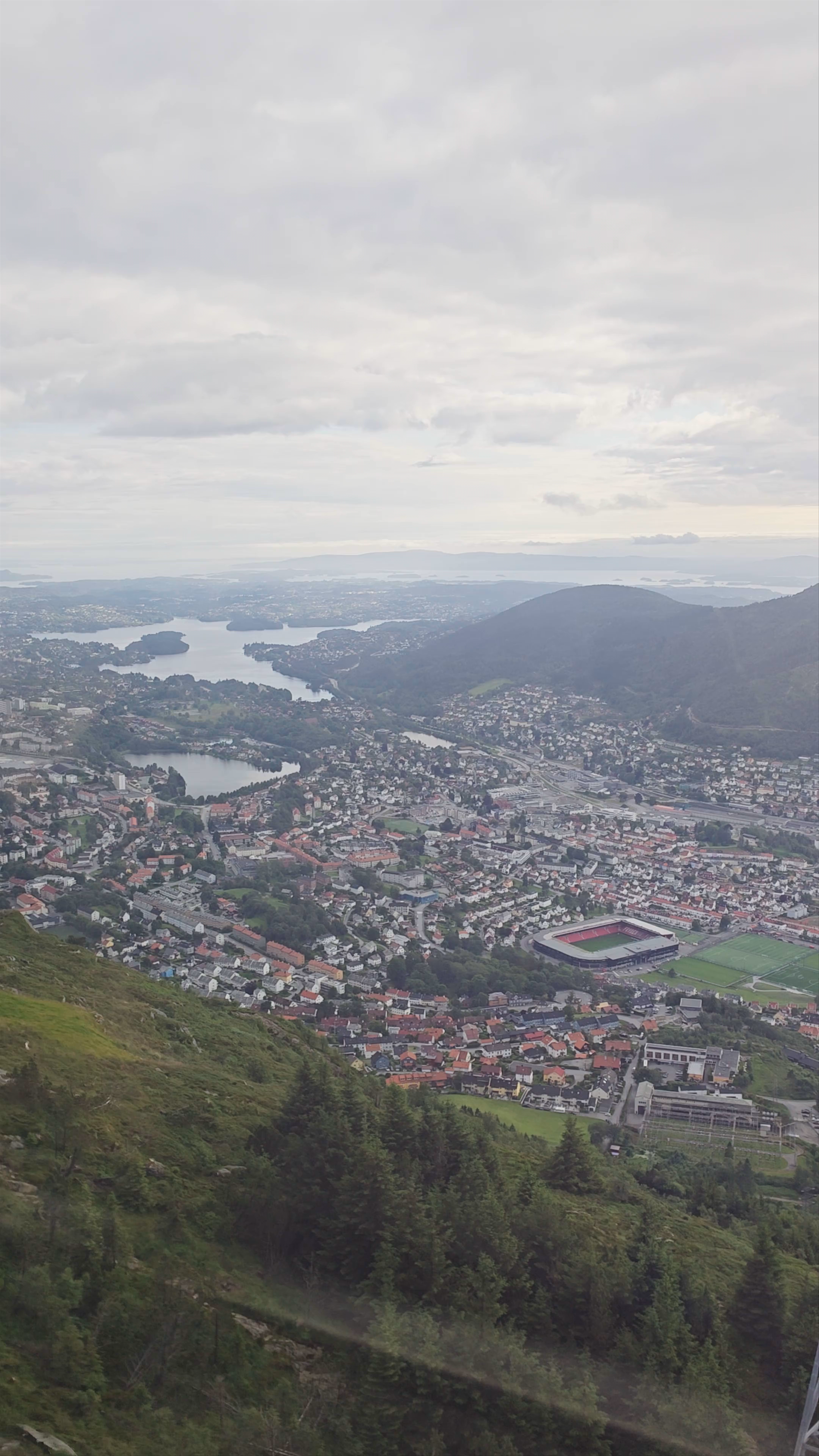 Aerial Cable Car Ride Over Bergen's Fjords and Cityscape