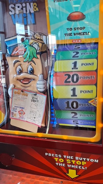 H-E-B - Randomly, cashiers give out vouchers to play this machine, and kids can win free goodies. - Grocery Near Me - Temple, Texas