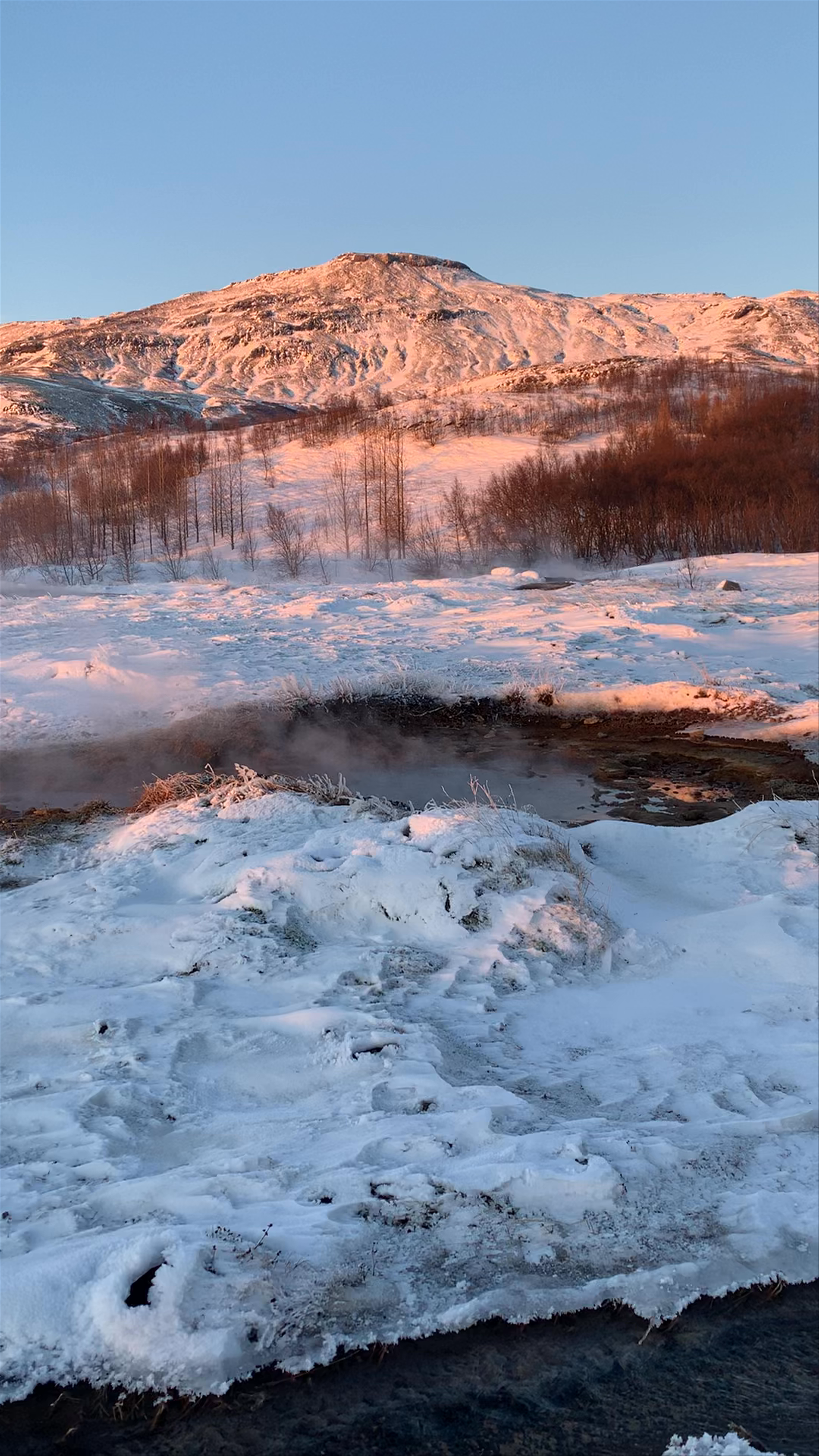 Winter Magic at Strokkur Geyser near Selfoss, Iceland